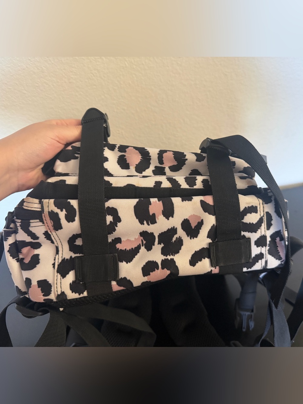 WOLFPACK Leopard Print Backpack - Black, White & Pale Pink - Picture 12 of 14